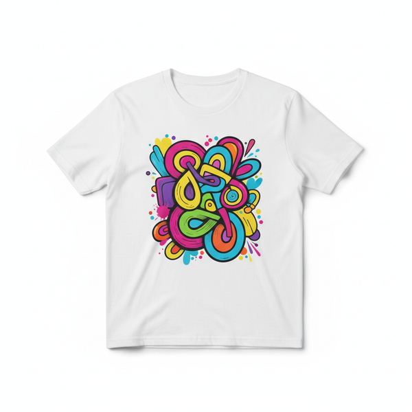 Vibrant graphic art design t-shirt