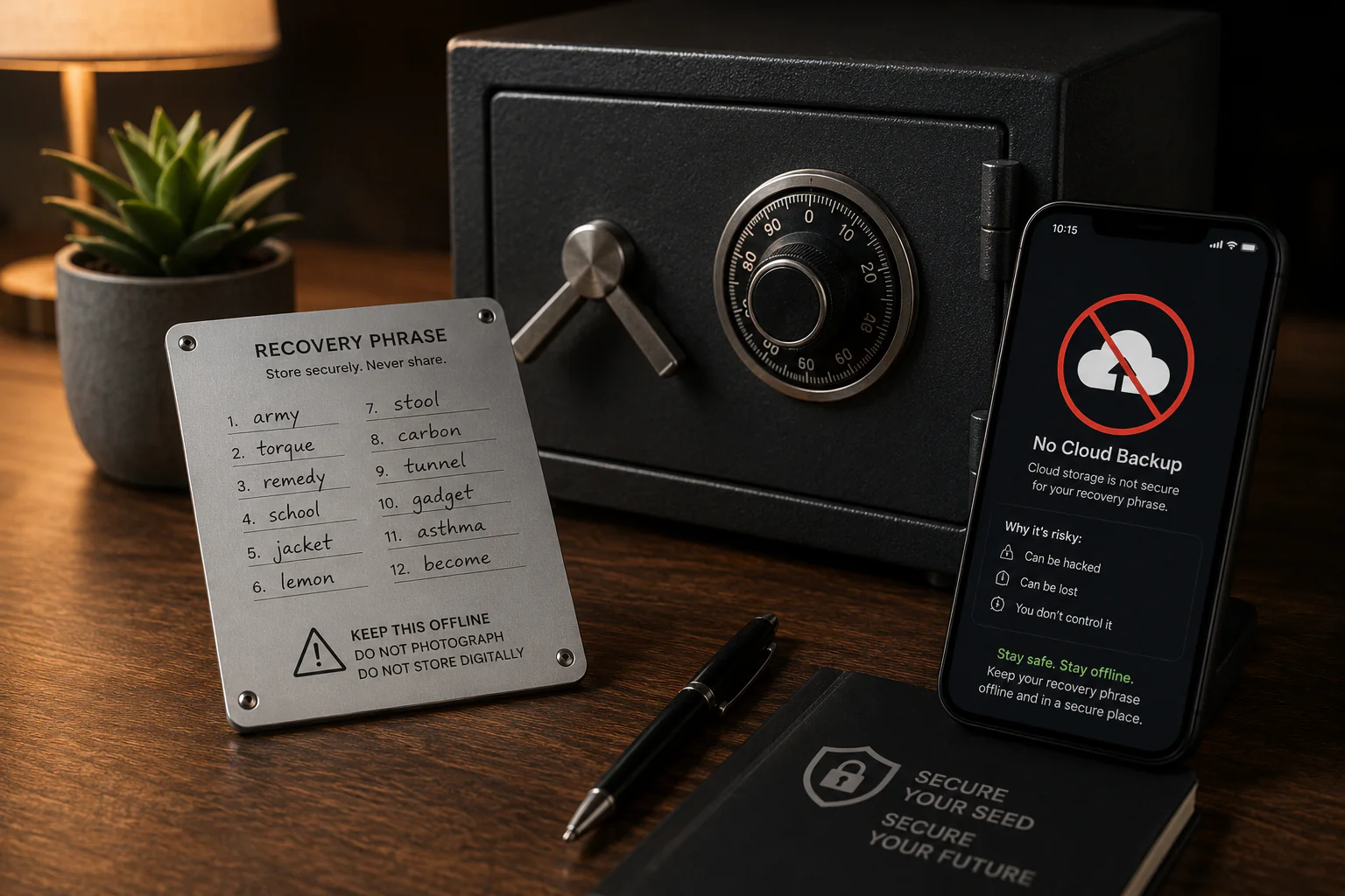 Secure cryptocurrency recovery phrase storage