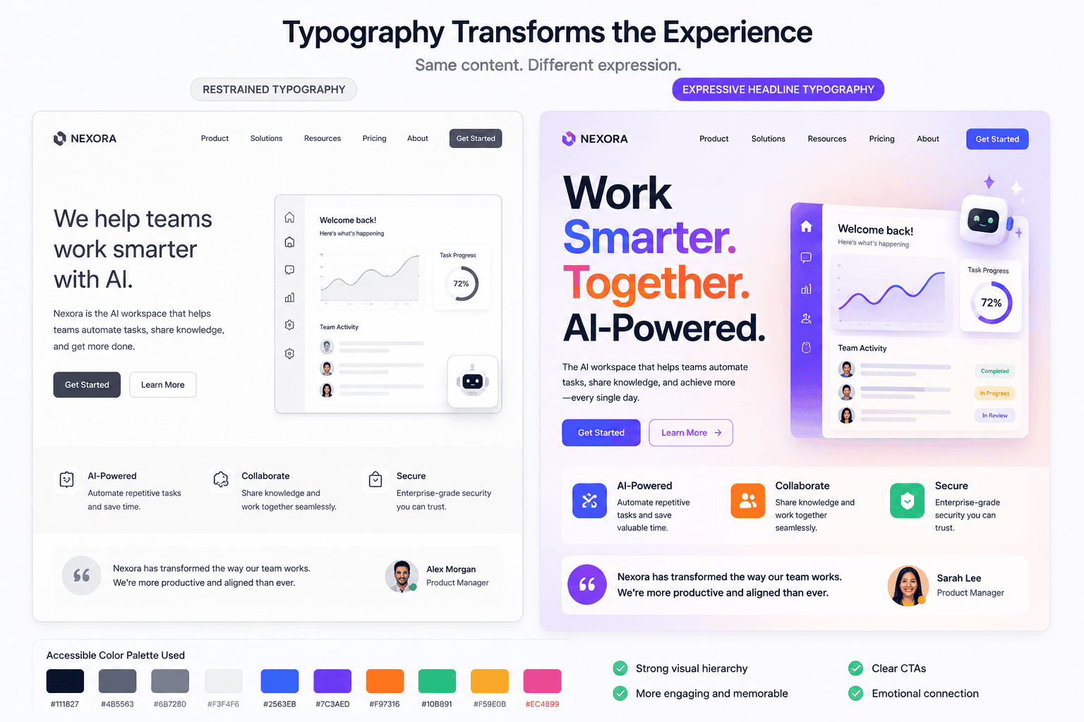 Bold typography used in modern web design trends for 2026