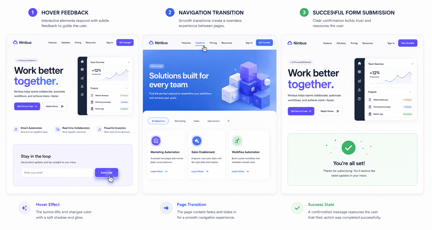 Immersive 3D visual design for a modern website