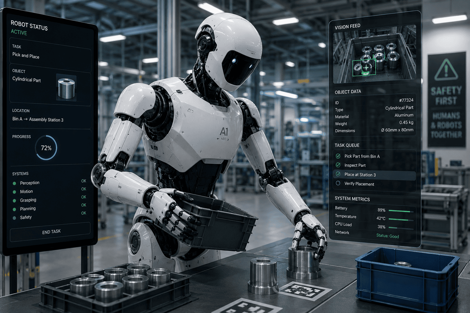 Physical AI and robotics technology interacting with the real world