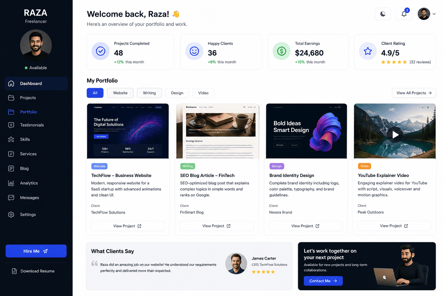 Relevant freelancer portfolio samples for Upwork proposals