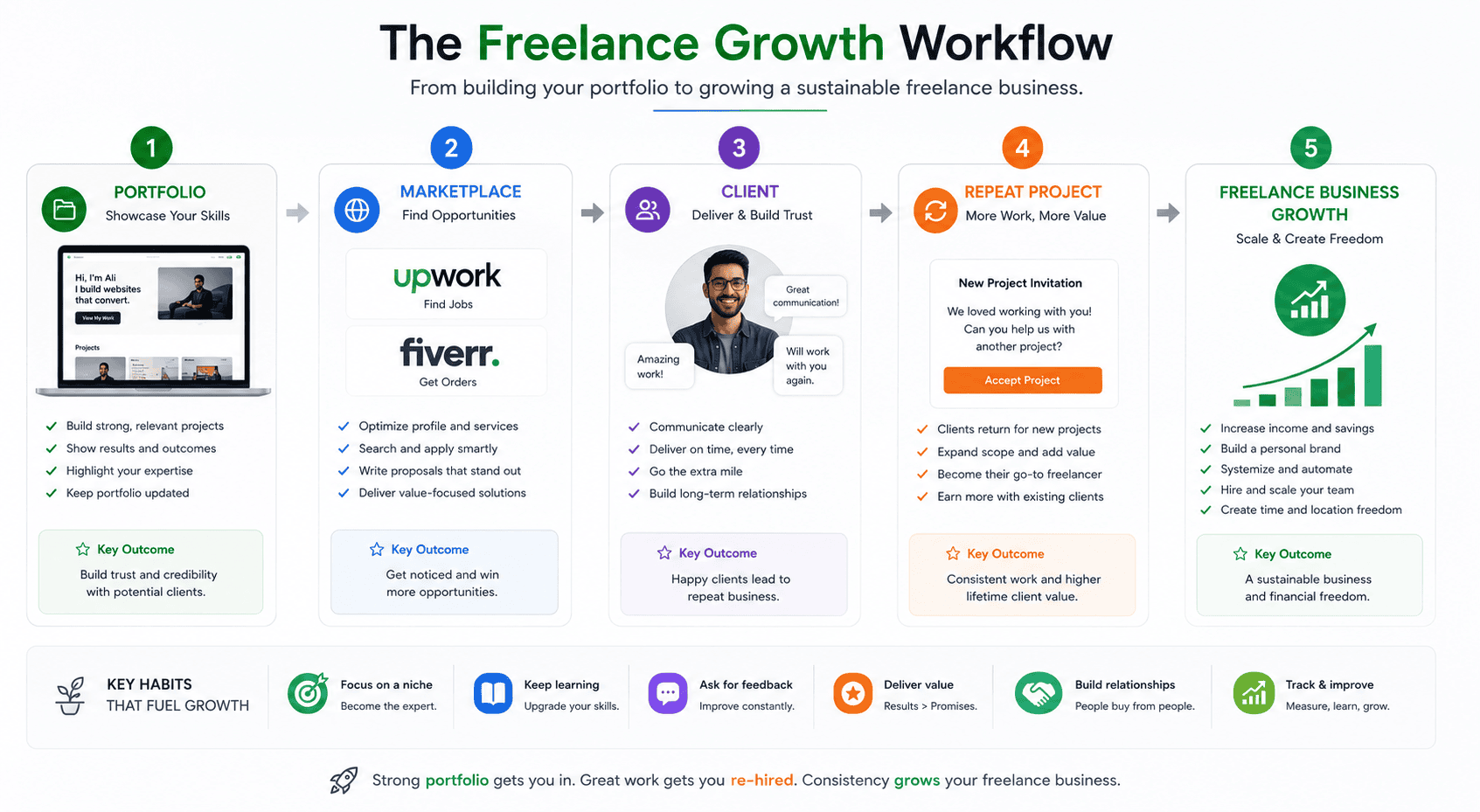 Freelance client acquisition and business growth strategy