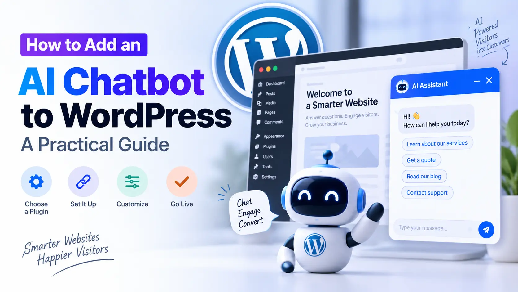 How to add an AI chatbot to WordPress with a WordPress dashboard and AI assistant interface