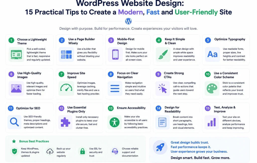 Modern WordPress website design displayed across multiple devices