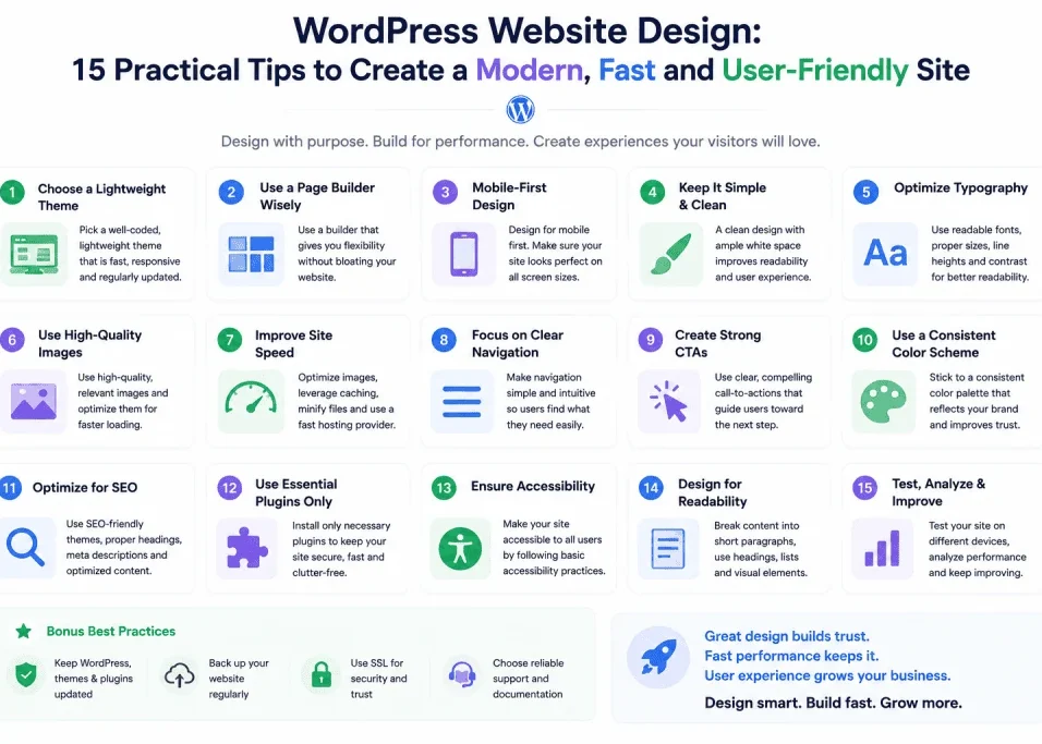 Modern WordPress website design displayed across multiple devices