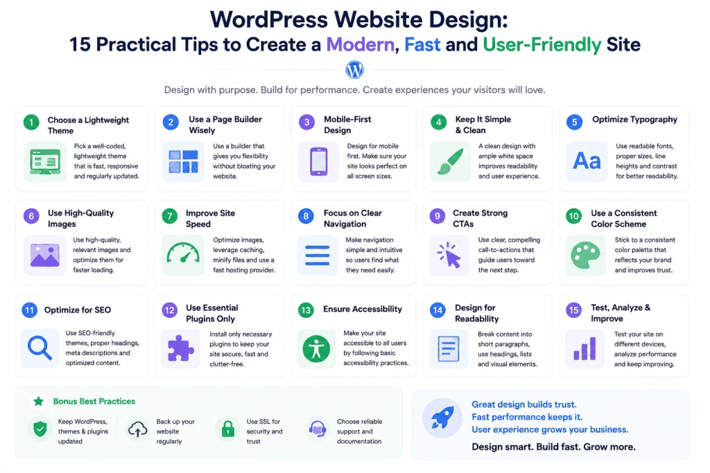 Modern WordPress website design displayed across multiple devices