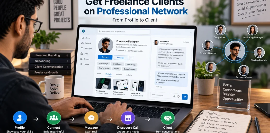 Freelancer using LinkedIn to turn a professional profile and connections into client conversations