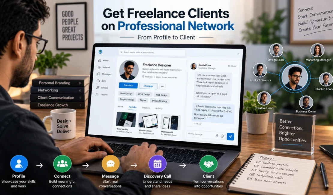 Freelancer using LinkedIn to turn a professional profile and connections into client conversations