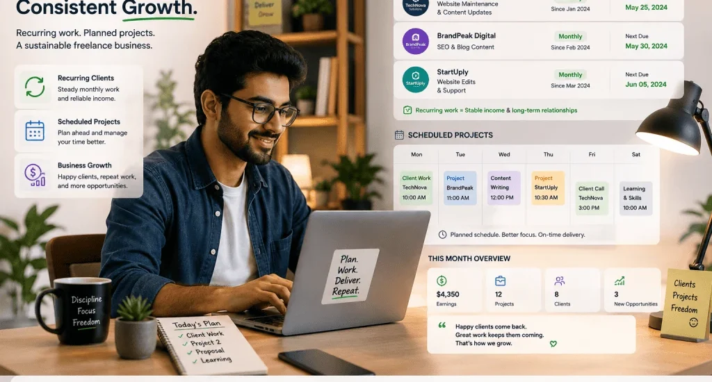 Freelancer building a recurring retainer business