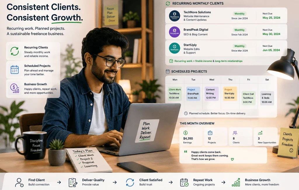 Freelancer building a recurring retainer business