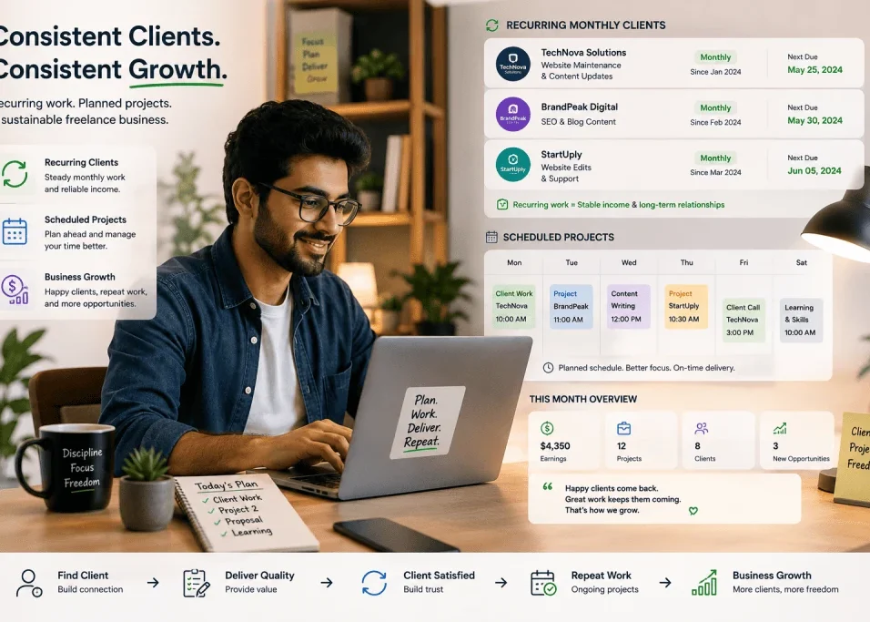 Freelancer building a recurring retainer business