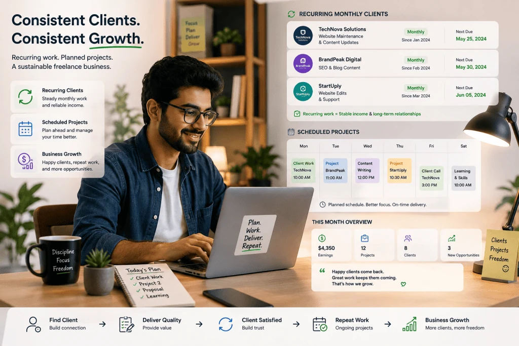 Freelancer building a recurring retainer business