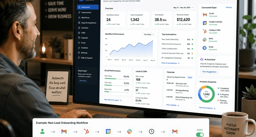AI automation for small businesses connecting business apps and workflows