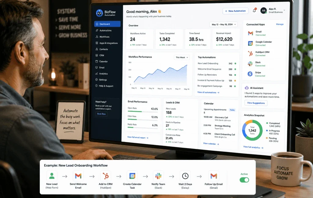 AI automation for small businesses connecting business apps and workflows