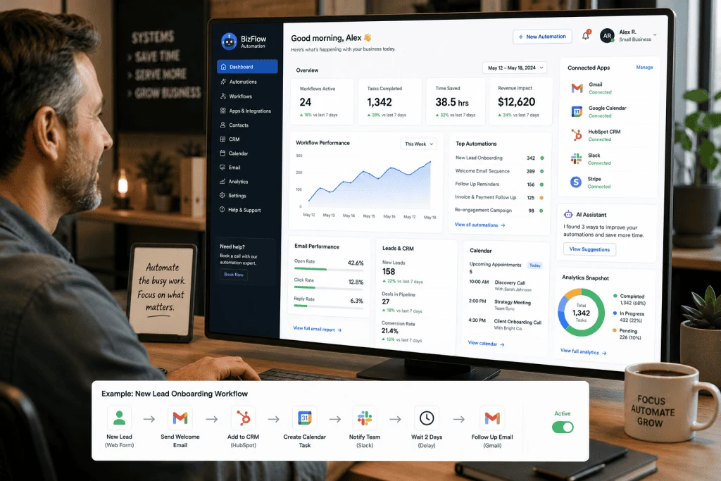 AI automation for small businesses connecting business apps and workflows