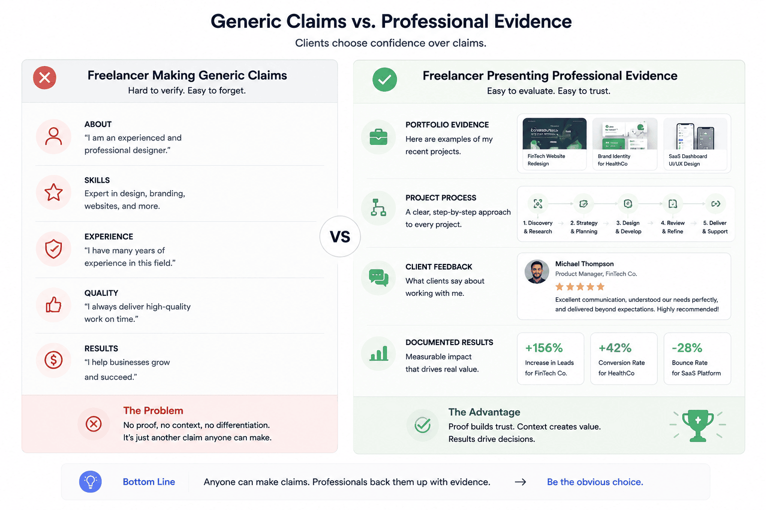 Building freelance credibility through portfolio proof and client evidence