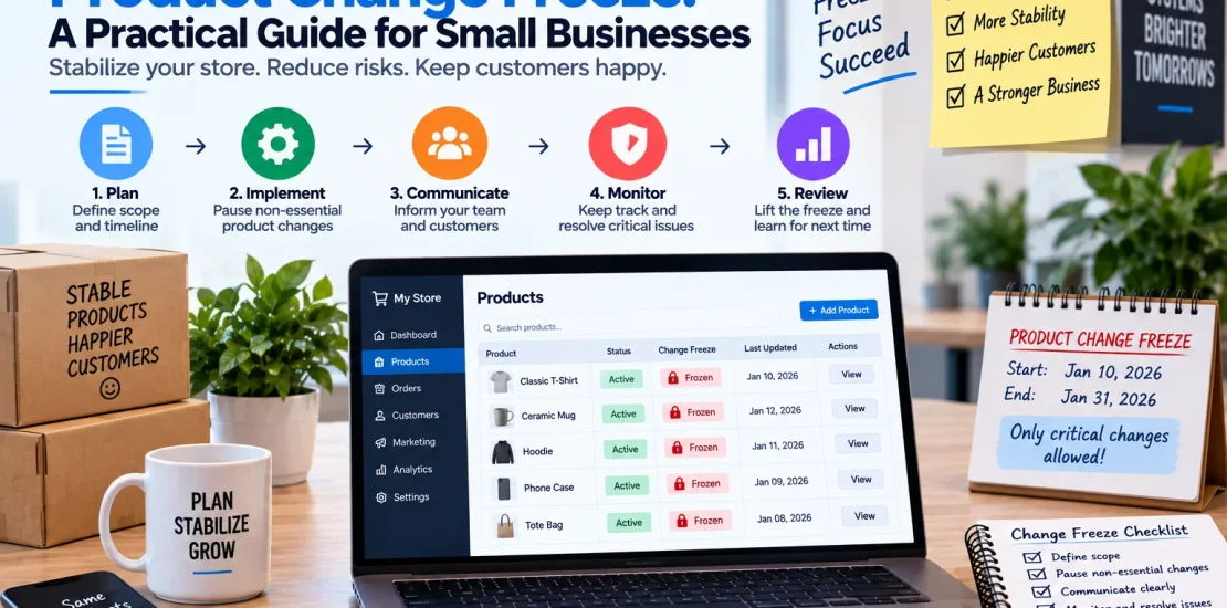 Ecommerce product change freeze process for small businesses
