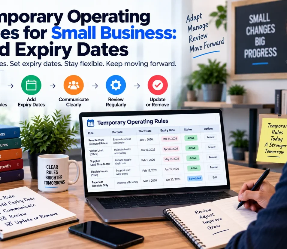 Temporary operating rules for small business with expiry dates