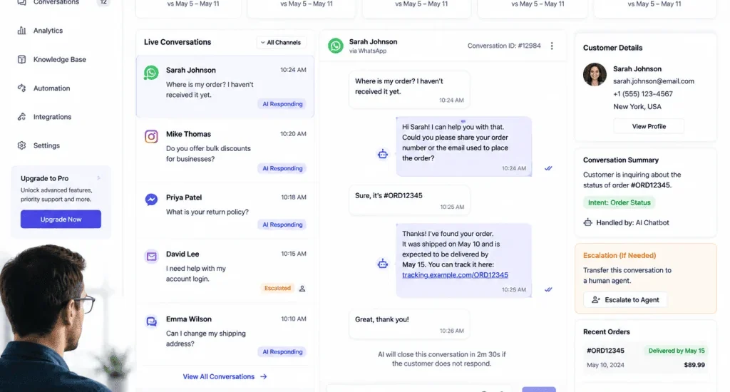 AI chatbot helping a small business with customer support
