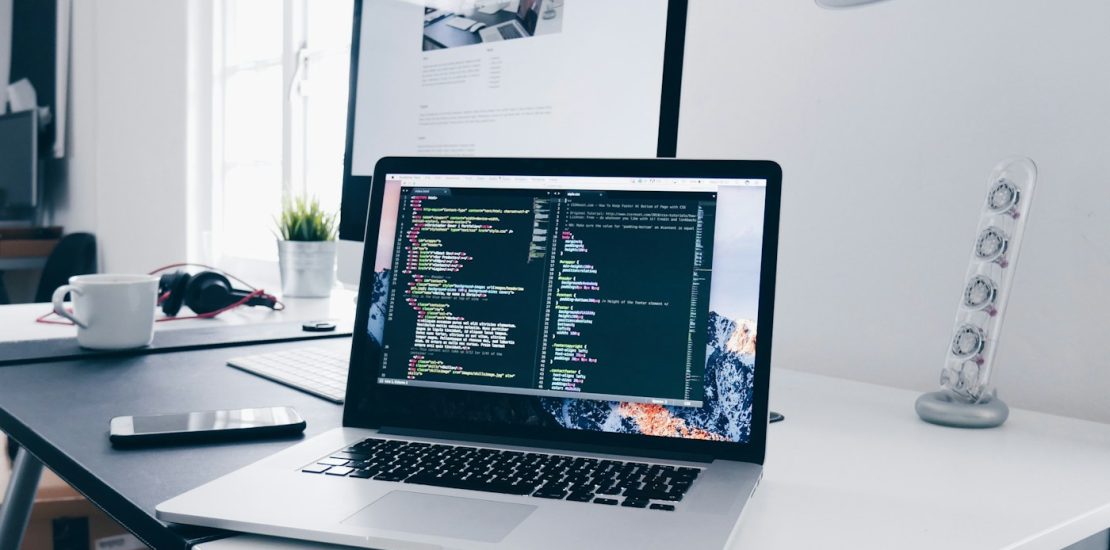 Laptop workstation used for website development
